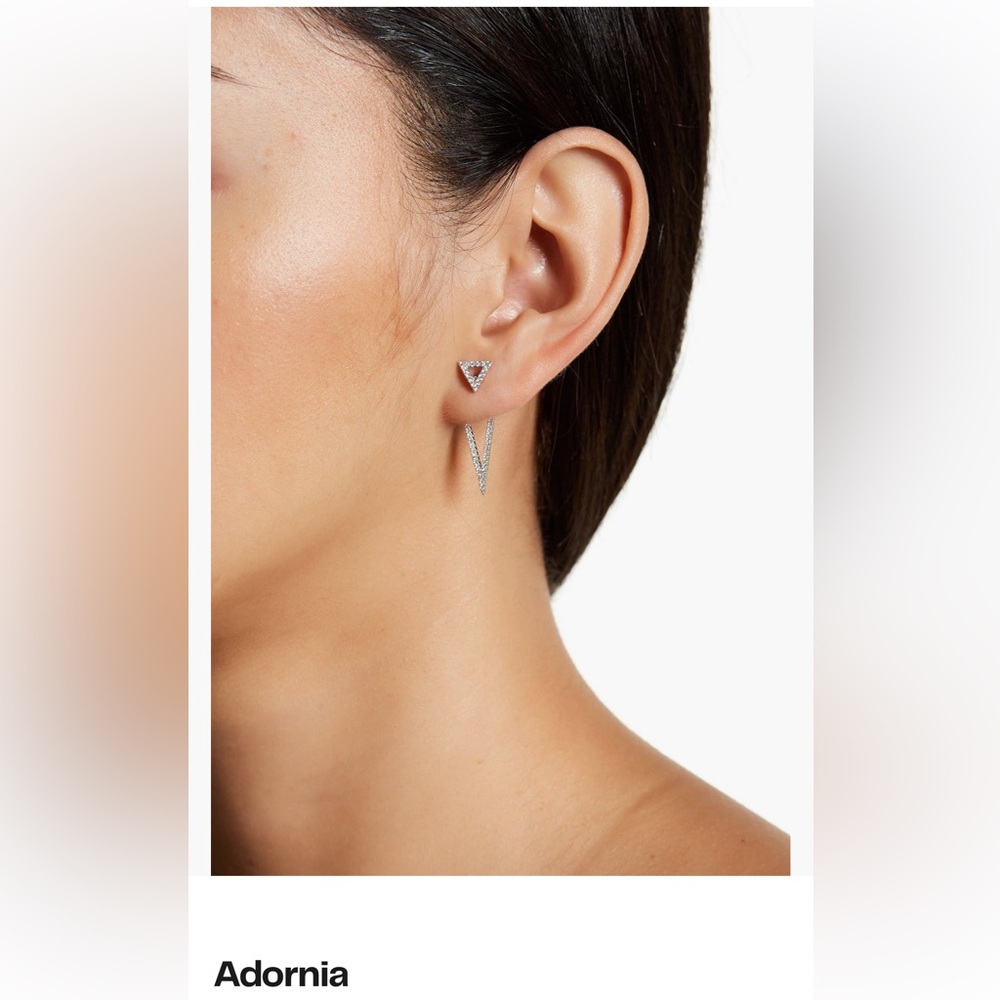 Adornia Swarovski Crystal Silver Triangle Drop Earrings